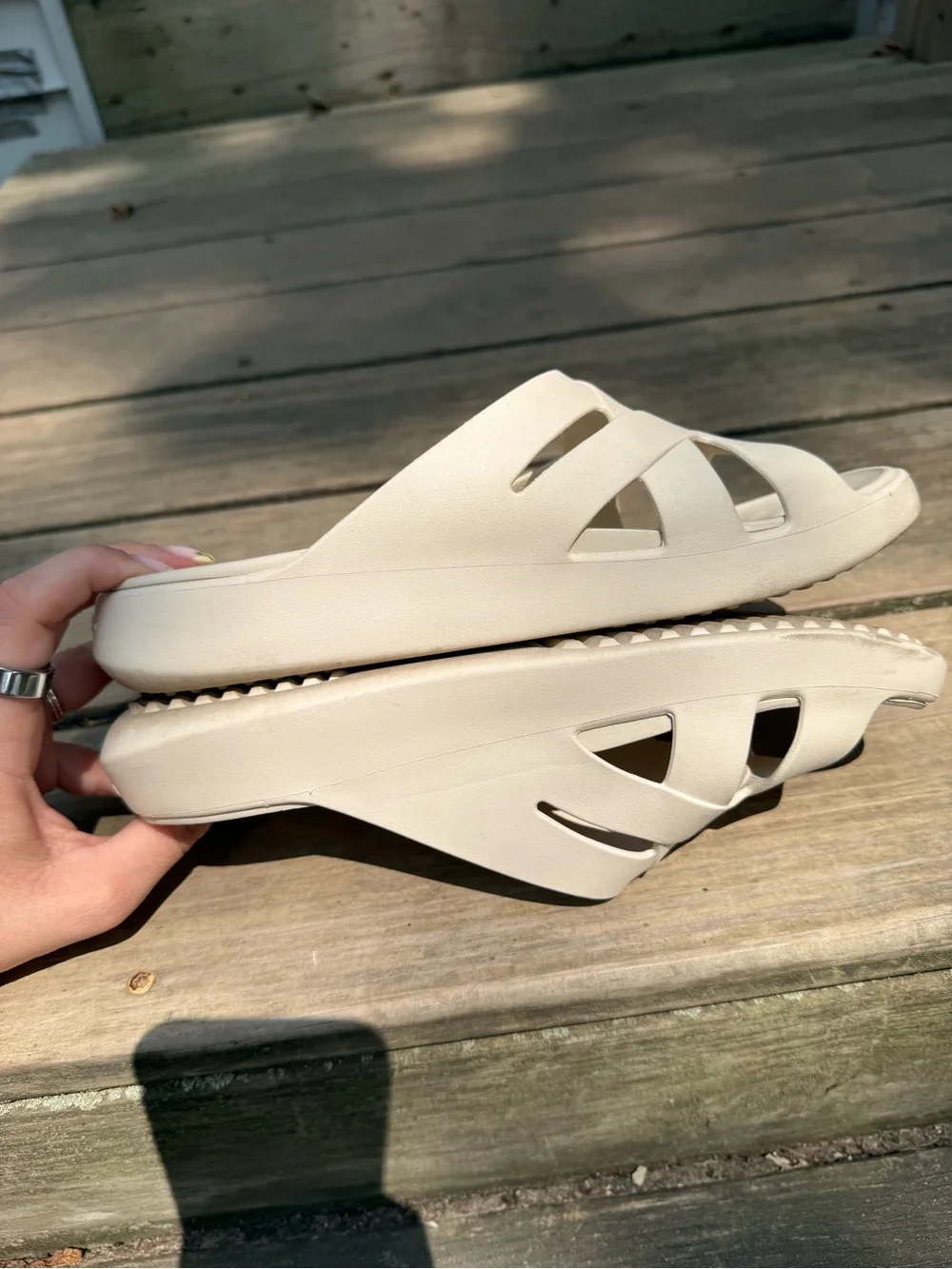 CROCS Women's Slide Sandals in Off-White/Cream